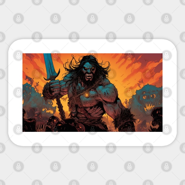 Diablo Barbarian Sticker by Nightarcade